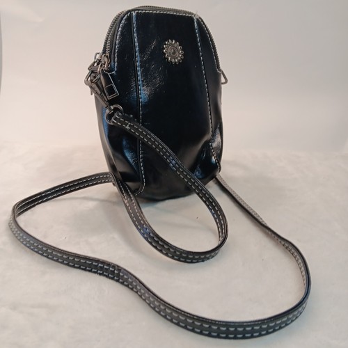 Black Vintage PU Leather Crossbody Phone Bag Cell Purse Mini Crossbody Wallet - Picture 1 of 13