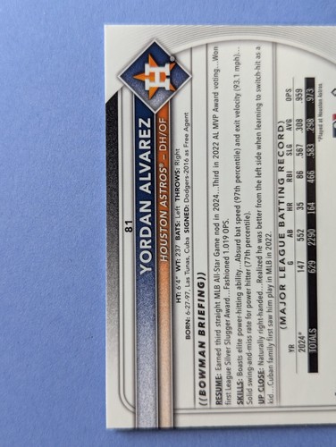 2025 Bowman Chrome Baseball Jordan Alvarez Mega Mojo Refractor Card 81 - Bild 7 von 10