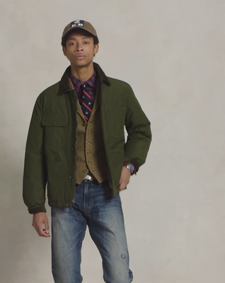 Polo Ralph Lauren Elsdon Corduroy Collar Padded Utility Dark Green