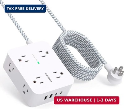 10 Ft Surge Protector Power Strip, HANYCONY Extension Cord with 8 AC Outlets 4 U