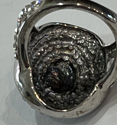 New Sterling Silver 925 Ring Large Oval Black Stones Ring Size 7 Statement Piece - Picture 9 of 12