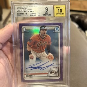 2020 1st Bowman Chrome ~ Casey Schmitt ~ Purple Refractor  /250 ~ BGS 9 ~ Auto 