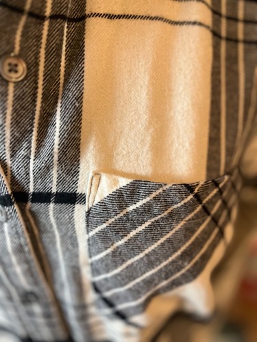 Banana Republic Damen XS weiche Waschung kariert Flanell Knopfleiste Hemd creme schwarz - Bild 2 von 6