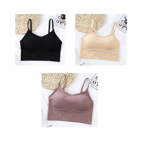 3 Stück Nahtloser Sport BH Verstellbar Kabellos Abnehmbar Pad Fitness Yoga Gym Top - Bild 7 von 36