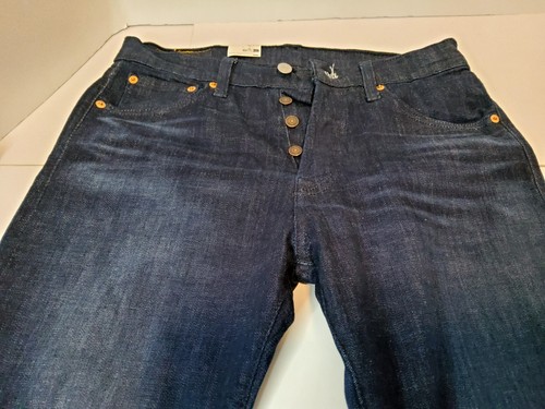 NEW Levis 501 Original Fit 30x32 100% Cotton Dark Wash Denim Jeans Black Button - Picture 6 of 11