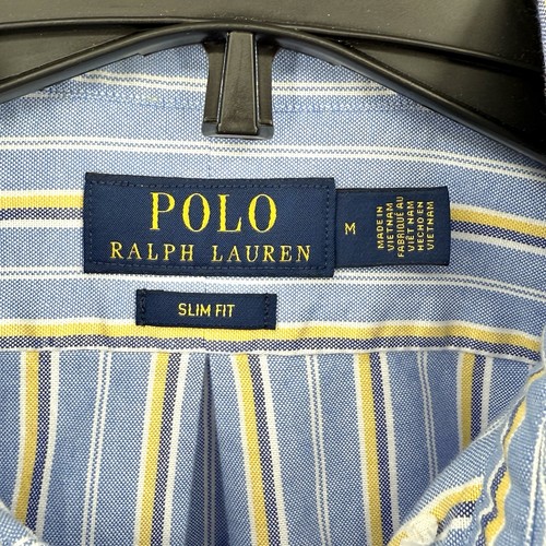 Camisa Polo Ralph Lauren Abotonada Para Hombres M Calce Ajustado Oxford Rayas Carne Poni - Imagen 3 de 9