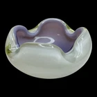 Vintage Murano Cased Art Glass Purple White Glass Ashtray Bowl