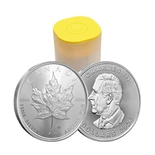 2025 1 oz Canadian Silver Maple Leaf Coin (BU - Tube of 25)