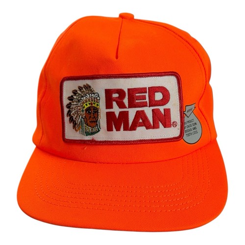 Vintage RED MAN Tobacco Orange Adjustable Baseball Cap Hat Made In USA - Picture 3 of 11