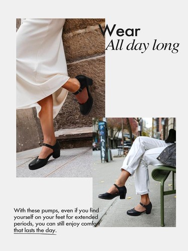 Zapatos de vestir para mujer DREAM PAIRS Mary Janes cómodos bloque bajo 6,5, negros - Imagen 6 de 9