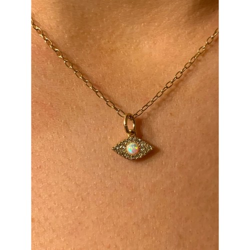 Evil Eye Necklace Gold Tone Rhinestone Pendant Women's Adjustable Chain - Picture 7 of 8
