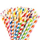 100 X Paper Drinking Straws Striped Party Drink Straw Parties