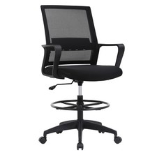 Drafting Chair Tall Office Chair Adjustable Swivel Rolling Mesh Height with L...