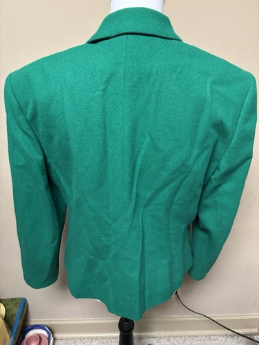 Pendleton Womens sz 14 Green Blazer Vtg 100% Virgin Wool with shoulder pads - Picture 6 of 12