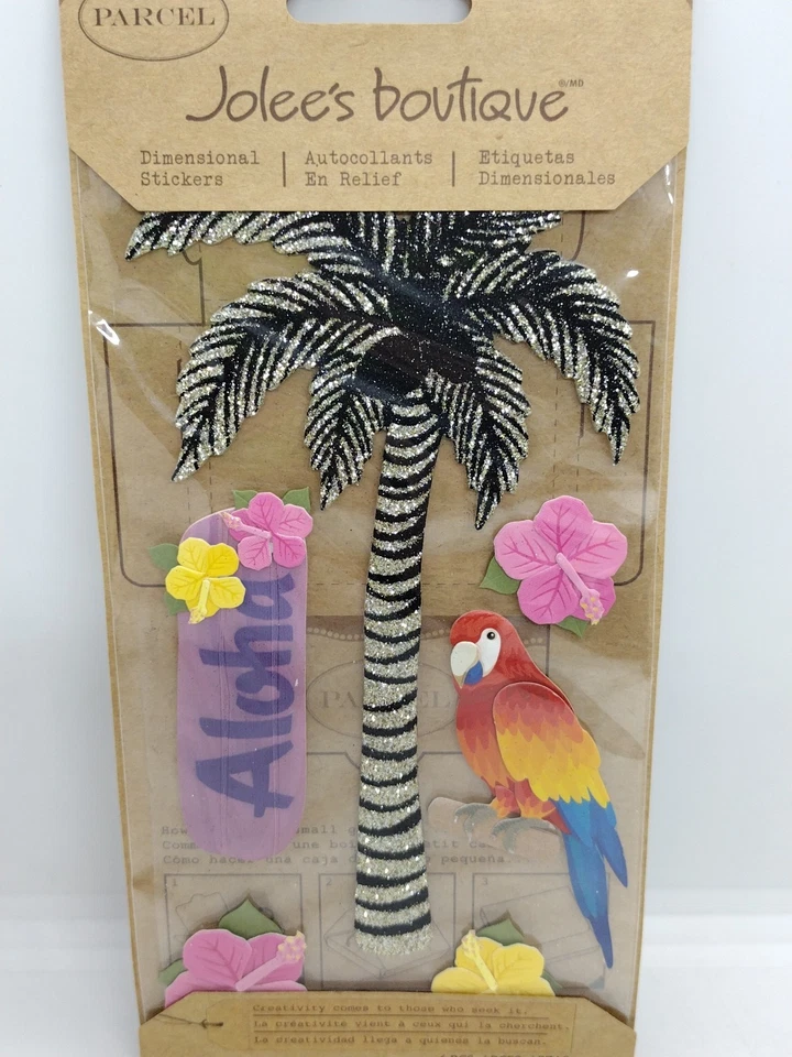Jolee's Parcel блестящая пальма попугай Гавайи путешествий скрапбукинга наклейки - Изображение 2 из 4