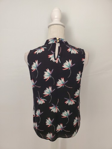 Jaclyn Smith Collection Black Tiered Floral Tank Top High Neck Women's Small - Picture 4 of 10