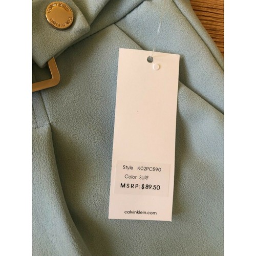 Calvin Klein High Rise Waisted Work Dress Wide Leg Pants Mint Women's Size 8 - Picture 6 of 12