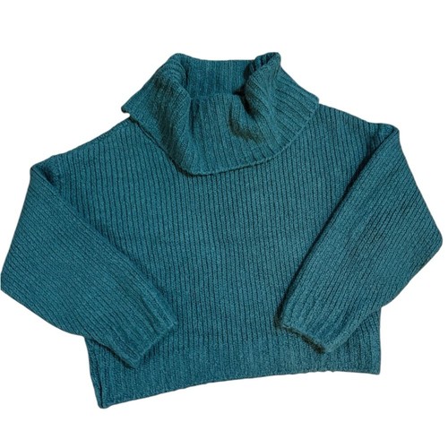 Pilcro grüner Grobstrick Pullover Wasserfallausschnitt kuscheliger Strukturpullover Gr. S Winter - Bild 8 von 10