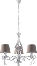 Lampadario Classico Provenzale Bianco Shabby Con Paralumi Tortora 3 Luci Lucy