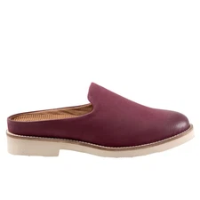 Softwalk Wolcott II S2267-662 Womens Burgundy Narrow Leather Mule Flats Shoes
