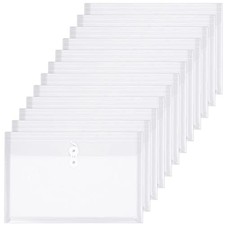 12 Pack Plastic Envelopes with String Closure for Office Organizer Side Opening