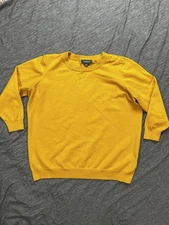 ModCloth Sweater Womens XL Yellow Button Shoulder 3/4 Sleeve Pullover Crewneck