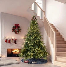 4-9FT Prelit Artificial Christmas Tree Realistic Fir PE PVC Xmas Tree with Stand