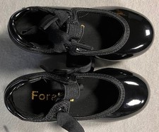 Girls Size 7T Black Tap Shoes - Foralod - Brand Shiny New - No Scuffs 710