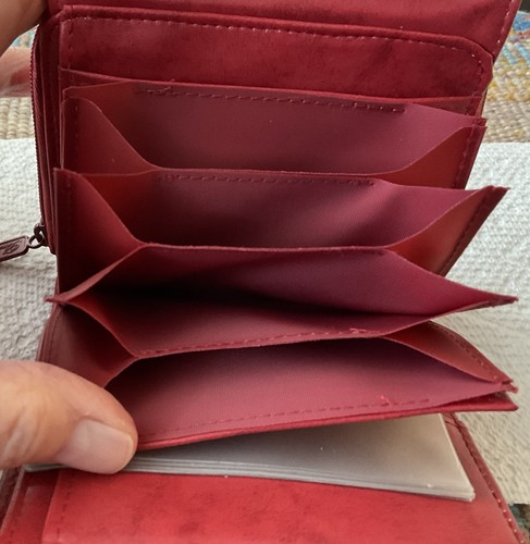 Buxton Heiress Rot Echtleder Rundum Reißverschluss Geldbörse Doppelfaltung Akkordeon Organizer - Bild 7 von 13