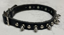 Designer Spiked Brown Leather Dog Collar Bullet Studded Medium 17
