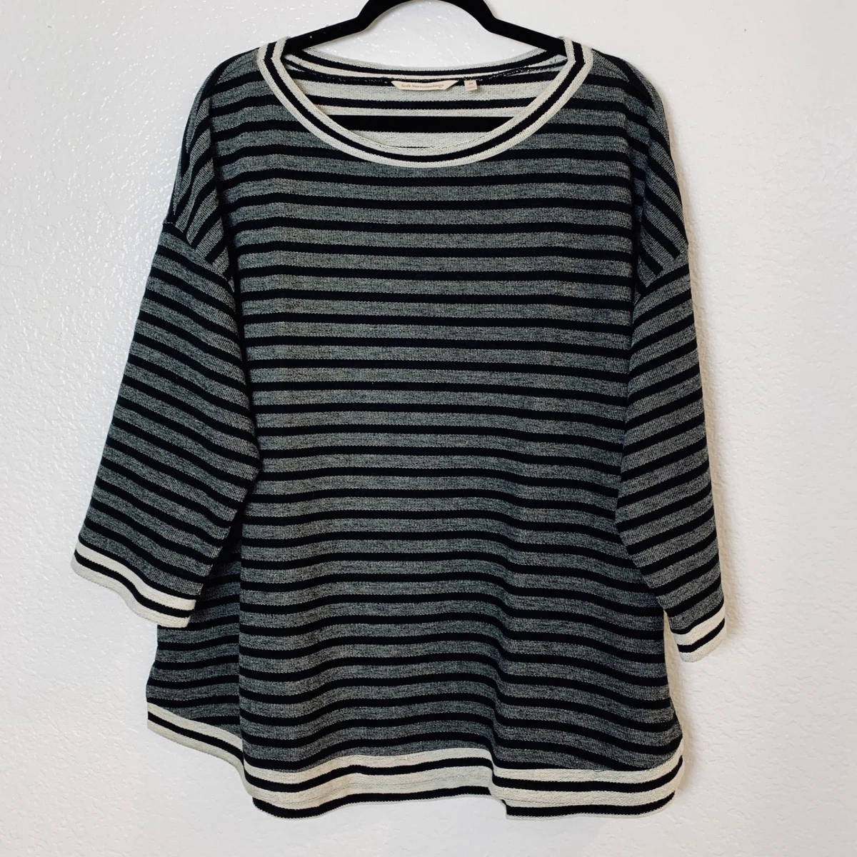 Haut Soft Surroundings Femme Noir En Faux Wrap Manches Courtes Et Boutons Sur Le Côté - Taille S