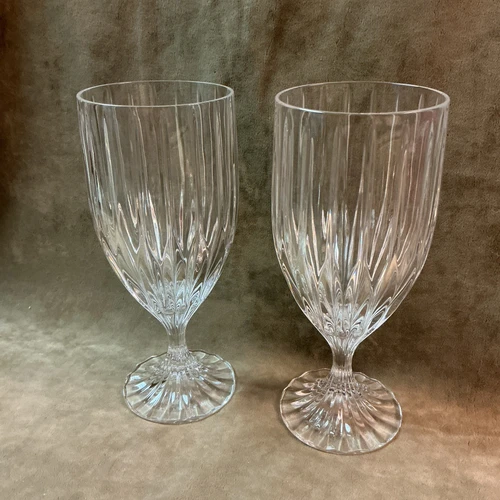 Vintage 1980s Mikasa crystal Glass Park Lane pattern ice tea Tumblr Pair