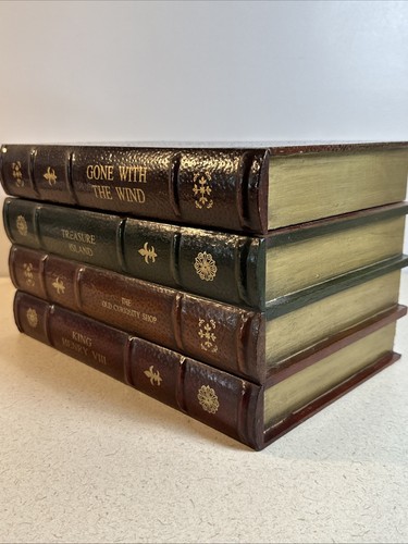 VTG Faux Leather Covered Book Libray CD Holder False Cabinent Box 12.5”x 7.5” - Picture 19 of 19