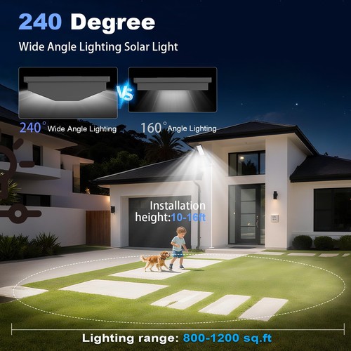 Solar Street Lights Outdoor, Solar Lamp IP66 Waterproof Security Flood Light ... - Picture 2 of 7