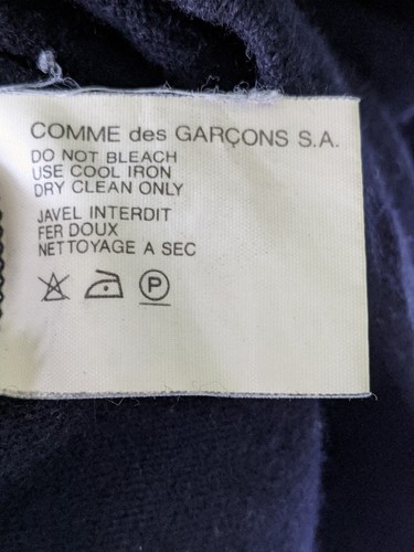 MAGLIONE CAMICIA COMME DES GARÇONS 89% LANA 20% NYLON BLU SCURO TAGLIA XL P2P 22in - Foto 9 di 16