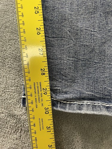 True Luck Men Jeans 32x32 (30) Distressed Stitching Embroidered Pocket Blue Fade - Picture 10 of 17