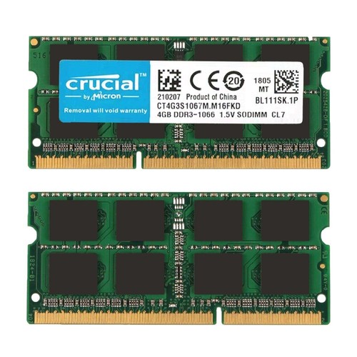8GB 2x 4GB / 2GB DDR3 1066MHz PC3-8500S 1.5V SO-DIMM RAM Laptop per Crucial IT - Picture 4 of 10