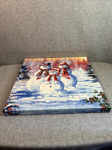 Snowman Family Holiday Art Canvas (14x14.5x1) Hangable Wintertime Christmas EUC - Bild 7 von 11