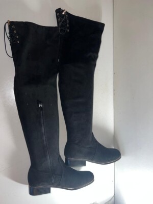 PRIMARK LADIES BLACK SUEDE SIDE SHORT ZIP OVER THE