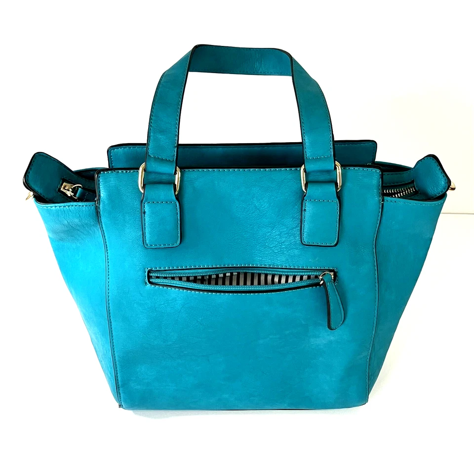 Encantador bolso de mano turquesa Charlie con detalles en tono dorado asas dobles Foto 2 de 4