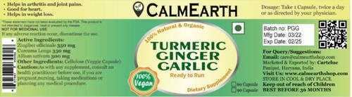 CalmEarth Turmeric & Ginger Garlic Organic Herbal Capsule100% Pure - Picture 8 of 8