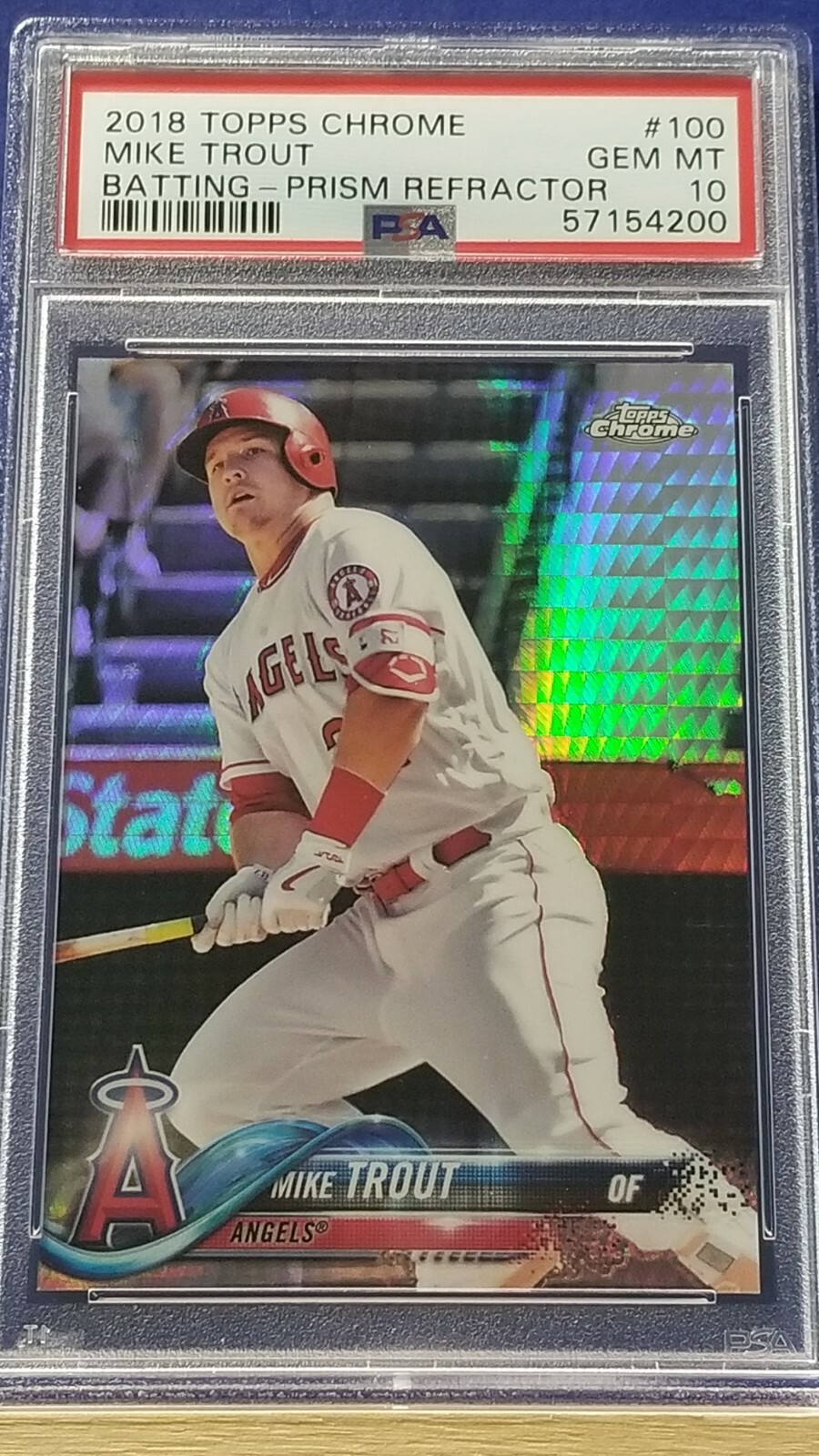 Mike Trout - 2018 Topps Chrome Prism Refractor  PSA 10