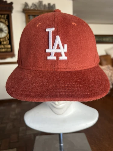 New Era Los Angeles LA Dodgers Wool 59FIFTY Fitted Hat Cap Rusty Size 7 1/4
