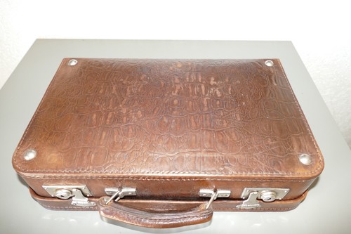 schöner alter kleiner Koffer Leder Lederkoffer Reisekoffer Vintage Oldtimer - Bild 7 von 13