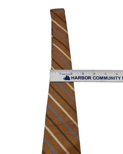 Paul Frederick 57 Zoll Repp Krawatte 100 % italienische Seide handgefertigt in USA orange braun - Bild 6 von 7