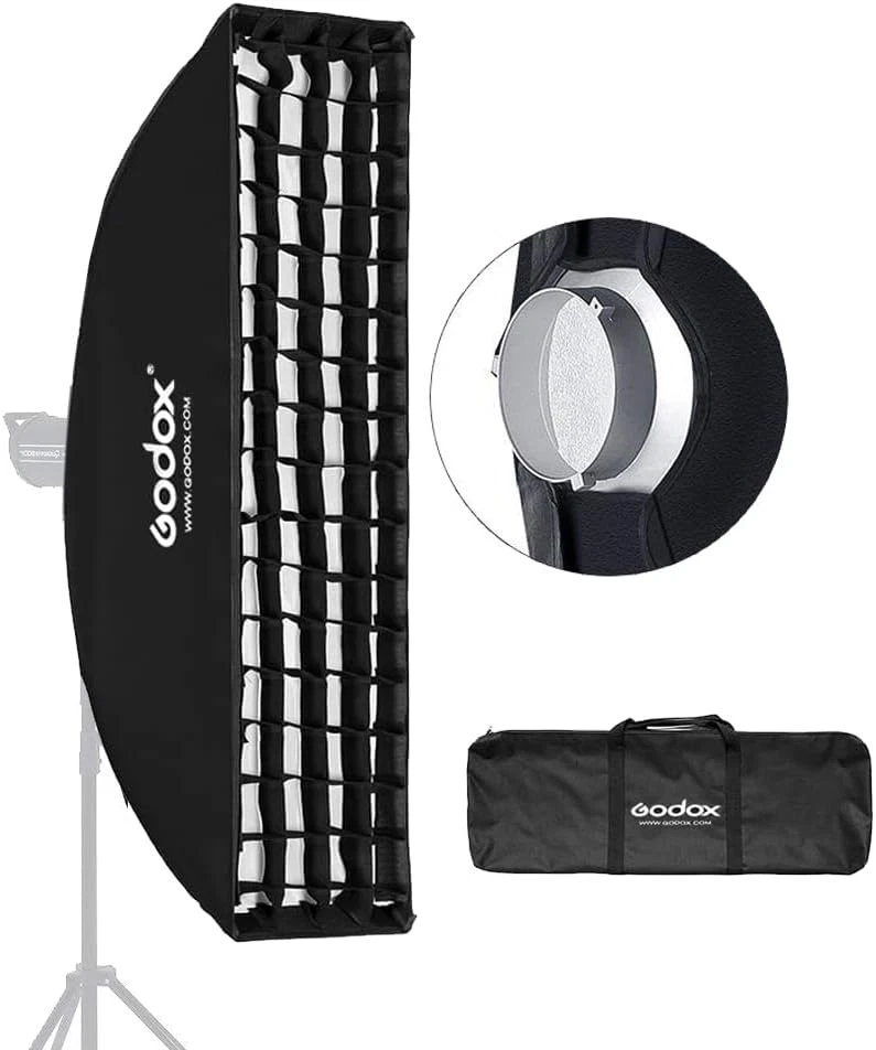 US 2*Godox 22x90cm 9"x 35" Honeycomb Grid Softbox for Studio Flash LED Light - Image 3 of 4