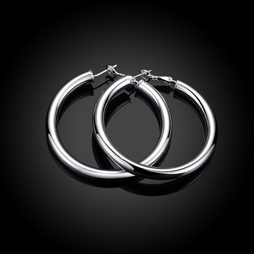 925 Sterling Silver Hoop Pierced Earrings 1.8" Inches L100 - Picture 8 of 8