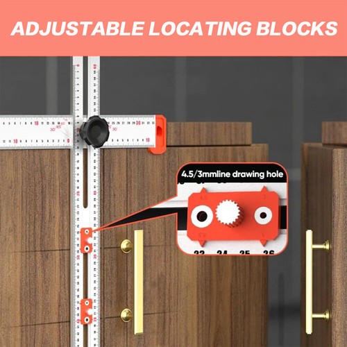 4 in 1 Drilling Positioning Ruler T Square Ruler for Wood Work Layout&Measuring - Picture 5 of 11