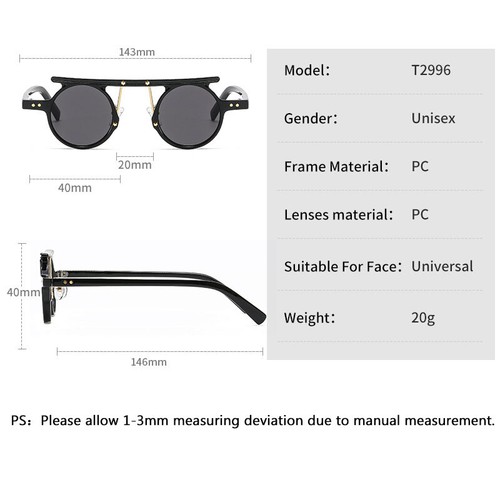 Round Photochromic Myopia Nearsighted Glasses Unisex Personality Punk Sunglasses - Picture 6 of 23