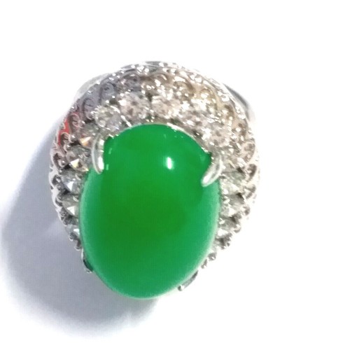 Anillo de regalo de San Valentín plata esterlina 925 verde ágata joyería para mujeres hecho a mano - Imagen 9 de 12